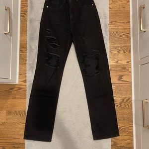Shein XS High Waisted Straight Leg Ripped Jeans